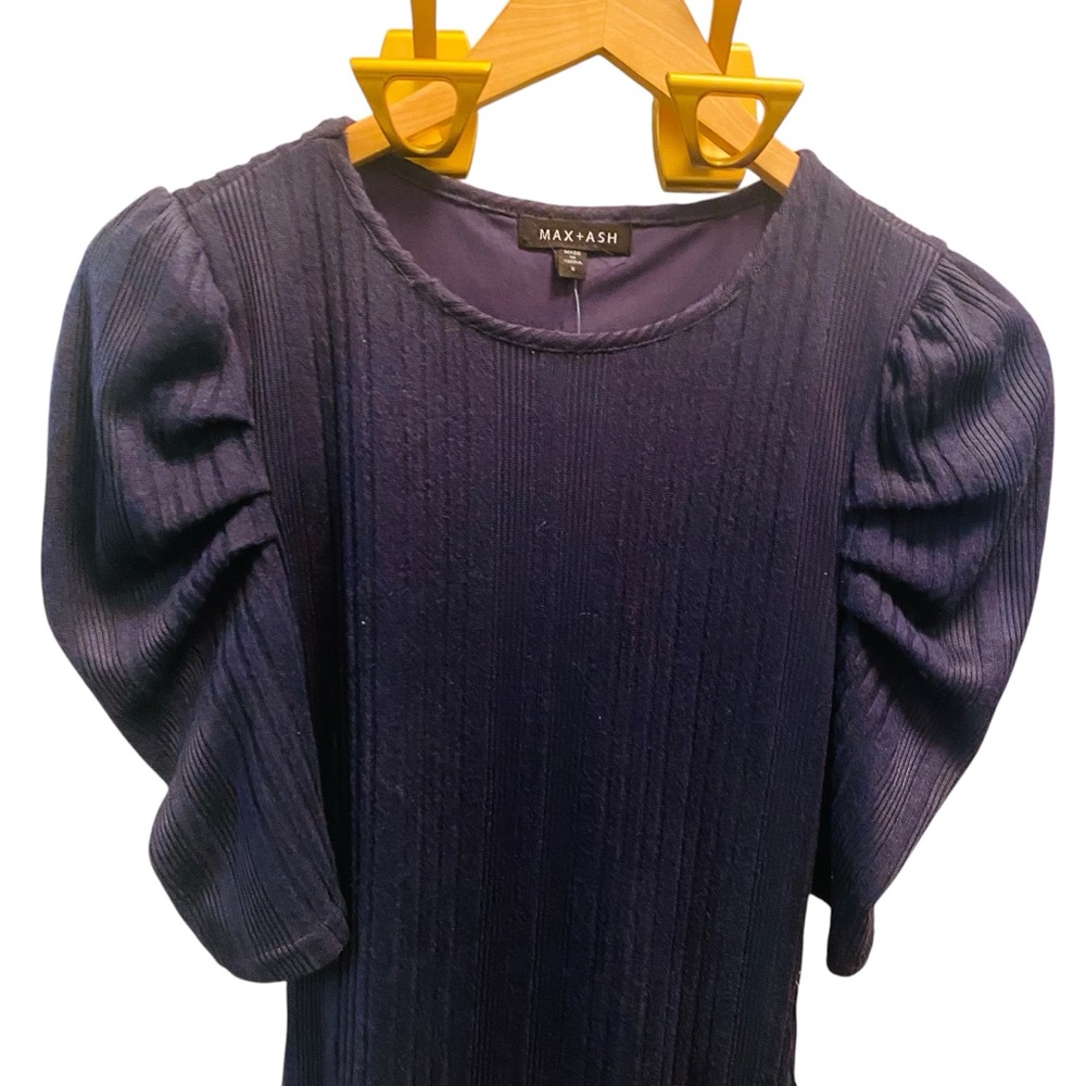 Max & Ash NWT Puff Sleeve Button Ribbed Dress - Picture 7 of 10
